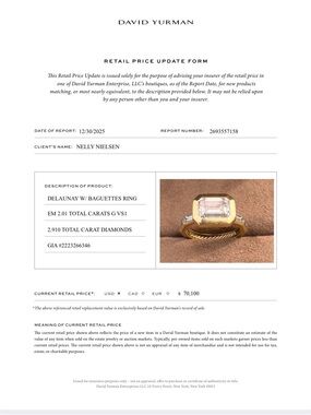 David Yurman Yellow Gold Ring with Emerald-Cut Center and Baguette Diamonds